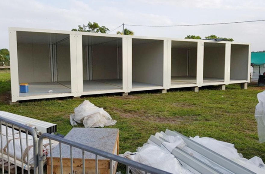 French Guiana container classroom with side toilet